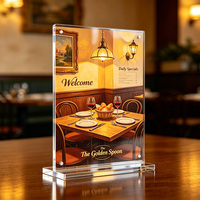 Porta Menús de Acrílico Personalizado para Mesa de Restaurante, con Logotipo/Texto/Tamaño Personalizado, para Restaurante, Cafetería, Bar, Comercio Minorista, Mostrador