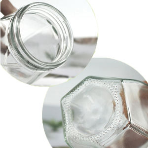 120g 200g 500g 1000g Boca ancha Hexgaonal tarro <span class=keywords><strong>panza</strong></span> grande Tarro de almacenamiento de vidrio para miel Espresso café en polvo con tapa - Product Image 5