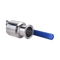 Vanne à boisseau sphérique manuelle sanitaire bidirectionnelle 1 1/4'' à dégagement rapide, en acier inoxydable 304 de qualité alimentaire, type à collier, pour eau à température normale, OEM