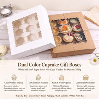 Emballage rigide carré en papier kraft personnalisé transparent pour cupcakes et desserts, boîtes pour emballage de conserves