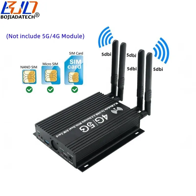 5G 4G LTE GSM โมดูล NGFF คีย์ M.2อะแดปเตอร์ไร้สาย M2 2ช่องใส่ซิมการ์ดช่องเสียบ3.0 USB มี4เสาอากาศ & เคสป้องกัน