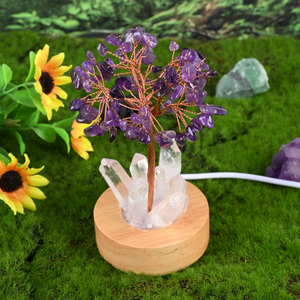 Wholesale Natural Citrine Healing Crystal Tree USB <b>LED</b> Light Point Base Copper Wire Money Tree for Feng Shui - Product Image 5