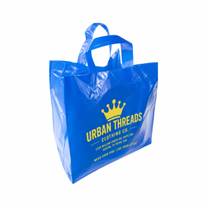 Soft Loop Handle Blue Shop Bag Wholesale Thank You Custom Logo Deep Blue Plastic Shopping Bag With Handle - Product Image 1