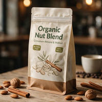 Sacs d'emballage en papier kraft biodégradable de qualité alimentaire, à fond plat, avec fermeture éclair, impression personnalisée, résistants à l'humidité