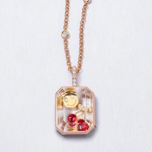 Collar con Colgante <span class=keywords><strong>de</strong></span> Cadena <span class=keywords><strong>de</strong></span> Eslabones Chapado en Oro <span class=keywords><strong>de</strong></span> 14K Pulido, con Medallón Flotante Transparente Incrustado con Pequeñas Gemas Coloridas, para Uso Diario - Product Image 4