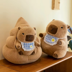 Nouvelle Peluche Courte Capybara Mignonne 'Daddy Nest' avec Rembourrage en Coton PP, Bib Prank, Cadeau d'Anniversaire pour Meilleur Ami(e) Unisexe - Product Image 3