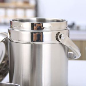 Double Wall Vacuum Insulated Stainless Steel <b>Lunch</b> Bucket With 2 Compartment Inner Bowls, Portable Handheld Leakproof Thermal - Product Image 5