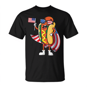Camiseta divertida con diseño de bandera estadounidense del 4 de julio, gafas de sol, día del hot dog - Product Image 2