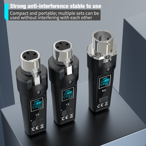 ชุดเครื่องส่งสัญญาณเสียงไร้สาย XLR ระดับมืออาชีพ 2.4G สำหรับไมโครโฟน มิกเซอร์ เครื่องดนตรี สายเคเบิล <span class=keywords><strong>แปลง</strong></span>สัญญาณได้โดยไม่ต้องใช้สาย - Product Image 3