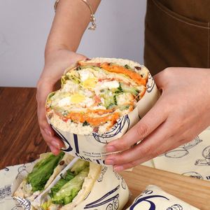 Custom Eco-Friendly Disposable Food Grade Grease-Proof <b>Paper</b> for Bread Sandwich <b>Burger</b> Burrito Waterproof Packaging with Logos - Product Image 2