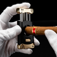 CIGARLOONG Tout en Un Portable Coupe-Cigare Sharp Avec Poinçon À Cigare Double Lames En Acier Inoxydable Coupe-Cigare Couteau De Poche Cadeau