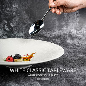 Assiette à dîner en céramique brève personnalisée salade de pâtes spaghetti ronde assiette de service à soupe de dessert sucrée vaisselle de fête de restaurant - Product Image 6