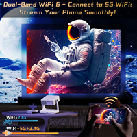 Projecteur intelligent Android mini Anxin D1 natif 1080p, mise au point automatique, correction trapézoïdale, WiFi 6, audio, cinéma maison portable