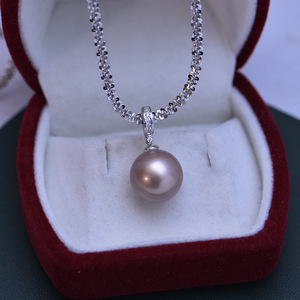 Colgante de Perla Blanca de Agua Dulce de 13-14 mm para Mujer, Cadena Gruesa de Plata S925 Ajustable, con Brillo Intenso y Ligeras Imperfecciones, Wenchi - Product Image 4