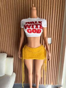 Conjunto de Top y Falda para Mujer, Estilo Y2K, Elástico, Informal, para Verano, con Camiseta y Minifalda, Conjunto de 2 Piezas - Product Image 6