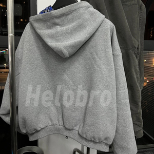 Sudadera con Capucha Reversible de Doble Capa a Cuadros y Rayas de Franela <span class=keywords><strong>para</strong></span> <span class=keywords><strong>Hombre</strong></span>, Fabricación Personalizada, Chaqueta con Doble Cremallera, Corte Amplio y Hombros Caídos - Product Image 4