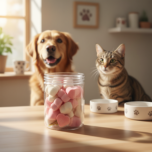 Friandises lyophilisées pour chats en forme <span class=keywords><strong>de</strong></span> <span class=keywords><strong>cœur</strong></span>, marque privée OEM, saveur poulet naturel, yaourt et fruits mélangés, livraison rapide en 7 jours - Product Image 1
