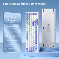 Clavier de jeu mécanique sans fil/filaire à 98 touches avec rétroéclairage RGB, interrupteurs interchangeables à chaud, taux de polling 8K, faible latence, noir