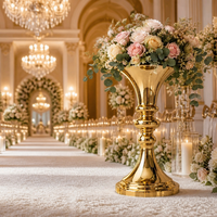 Support de fleurs en acier inoxydable doré de luxe, vase de centre de table pour mariage, décoration d'événements et de fêtes, hauteur personnalisable