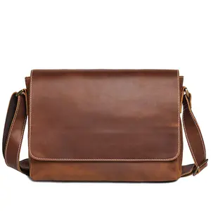 Men's Shoulder Bag Casual Crazy Horse Leather Genuine Leather Messenger Bag
