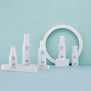 Botella de plástico para cosméticos, envase blanco de 50ml, 80ml, 120ml, 150ml, 100ml, con bomba de pulverización para loción y cuidado de la piel