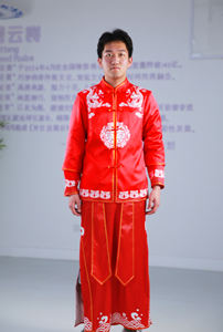 <span class=keywords><strong>Tenue</strong></span> de mariage haute couture avec motifs de découpe de papier du patrimoine culturel immatériel chinois pour la mariée et le marié - Product Image 6