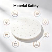 Papier sulfurisé perforé double face jetable pour cuisson vapeur, antiadhésif, imperméable, résistant aux hautes températures, pour dim sum et sandwichs