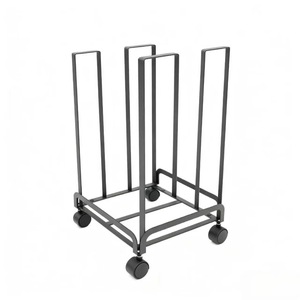 Customized Japanese Style <b>Wheeled</b> Cardboard Storage <b>Trolley</b> <b>4</b> PU Wheels Black Powder Coated Multi Purpose Portable Moisture - Product Image 1
