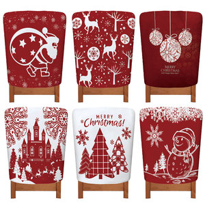 6 יח'\סט סובלימציה חג המולד סנטה קלאוס איש שלג אדום לא ארוג בד כיסא מחליק לסעודה - Product Image 3