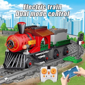 K96115 <span class=keywords><strong>2</strong></span>.4G Télécommande Électrique Téléphone APP BT Programmation DIY Assemblage RC Train Tracks 148PCS Building Blocks STEAM Kid Toy - Product Image 2