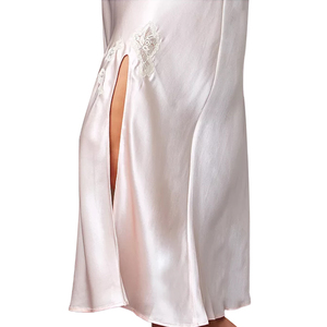 Robe de nuit en Satin de soie pour femmes, haut ouvert, dos nu, col en V, longue, <span class=keywords><strong>Sexy</strong></span>, robe de nuit, pyjamas, nouvelle collection - Product Image 4
