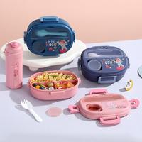 Boîte à lunch en plastique pour enfants JIN PENG sans BPA, avec 3 compartiments et bouteille d'eau, pour l'école