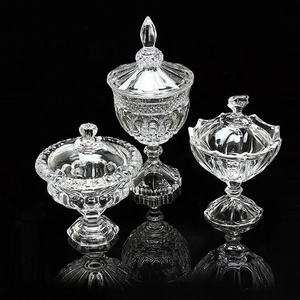现代欧洲蜜饯透明水晶桌糖果罐水果碗，桌面装饰用带盖蛋糕托盘 - Product Image 4