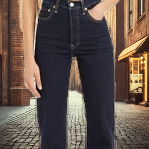 <span class=keywords><strong>Jean</strong></span> skinny taille haute pour <span class=keywords><strong>femme</strong></span>, en denim tissé simple, couleur foncée, pour toutes les saisons, décontracté, à porter au quotidien - Product Image 2