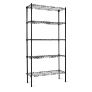 Estante de Arame Ajustável de Aço Inoxidável com 5 Níveis, Certificada NSF, Unidade de Armazenamento Comercial, Preta - Product Image 1