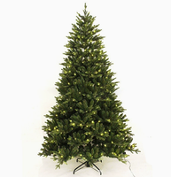Realistischer grüner PVC-Weihnachtsbaum mit eingebauten LED-Lichtern, stehend, für Innenräume, Feiertagsdekoration für Zuhause, Partys und Schaufenster.
