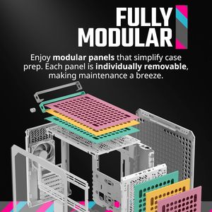 Cooler Master <span class=keywords><strong>QUBE</strong></span> 500 Flatpack Macaron, Torre Completa ATX para Juegos con Alto Flujo de Aire, Personalizable, Vidrio Templado Acrílico, Puerto Frontal de Audio - Product Image 4