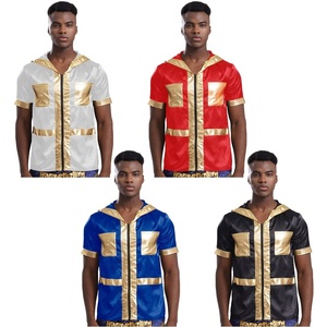 Hauts de <span class=keywords><strong>boxe</strong></span> pour hommes Manteau de <span class=keywords><strong>boxe</strong></span> ample à capuche à manches courtes <span class=keywords><strong>Veste</strong></span> de <span class=keywords><strong>boxe</strong></span> pour compétition de lutte Jeux de jogging - Product Image 1
