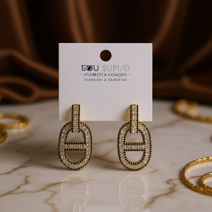 Pendientes de Cristal Bou Supi/O con Forma Geométrica, Chapados en Oro de 22k, Joyería de Lujo para Mujer para Fiestas - Product Image 2