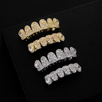 Hot Sale Grillz Hip Hop pour Hommes, entièrement micro-pavé de zircon, style Iced Out, pour Rapper, Scène, Cosplay, Bijoux de décoration dentaire, Vente en gros