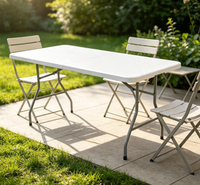 Table pliante d'extérieur moderne et minimaliste, best-seller transfrontalier, avec structure en métal et plateau en HDPE blanc