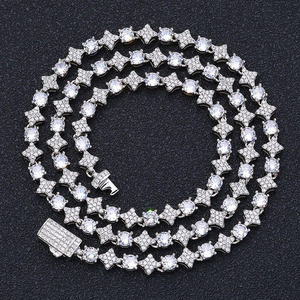 New <strong>Cross</strong> Star Zircon silver tennis <strong>chain</strong> 6mm for men,Plated Necklace, hip hop jewelry Personality Gift Party Wholesale - Product Image 4