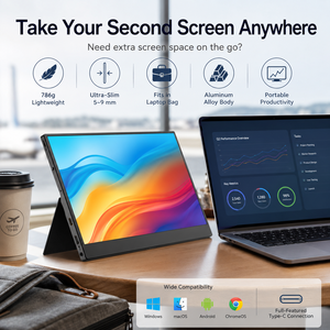 צג נייד בגודל 15.6 אינץ' 1080P FHD עם חיבורי USB-<span class=keywords><strong>C</strong></span> ו-HDMI, מסך חיצוני למחשב נייד עם רמקולים HDR ותמיכה ב-VESA לנסיעות ולמשרד - Product Image 4