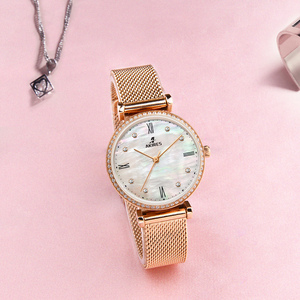 Reloj de Pulsera de Malla de Lujo Personalizado con Cuarzo de Alta Calidad para Mujer, Resistente al Agua, Totalmente de Acero Inoxidable, con Esfera Moderna - Product Image 5