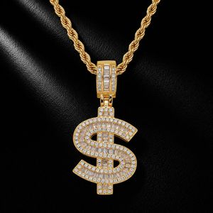 Collar con Colgante <span class=keywords><strong>de</strong></span> Signo <span class=keywords><strong>de</strong></span> Dólar con Incrustaciones <span class=keywords><strong>de</strong></span> Circonitas Cúbicas en Latón Dorado y Plateado para Hombre, Joyería Hip Hop Streetwear - Product Image 5