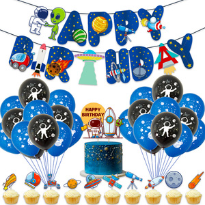 Decoración de Fiesta de <span class=keywords><strong>Cumpleaños</strong></span> de Astronauta Espacial Azul <span class=keywords><strong>para</strong></span> Niños, Decoración de Fiesta de <span class=keywords><strong>Cumpleaños</strong></span> Feliz, Kit de Decoración de Pared <span class=keywords><strong>para</strong></span> el Hogar - Product Image 1