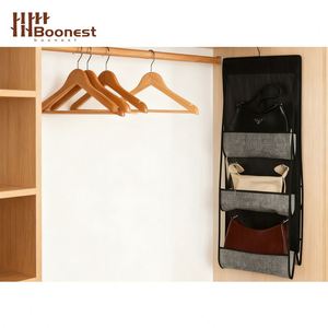 Organisateur de sacs à main suspendu à 6 poches, sac de rangement double face en PVC transparent, cintre pliable pour sacs fourre-tout et pochettes - Product Image 4