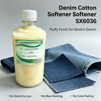 Adoucissant textile Spring Cotton SX6036, agent de finition cationique faible pour un toucher moelleux et épais, idéal pour le denim extensible et le polyester.