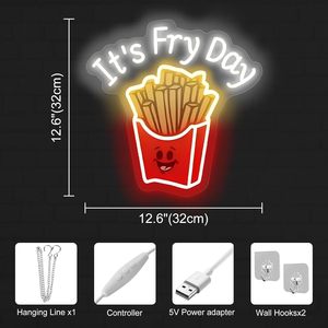 Panneaux néon LED pour frites, à intensité variable, alimentés par USB, lumière d'ambiance, décoration de vitrine, lumière indicatrice de rue, personnalisables - Product Image 1