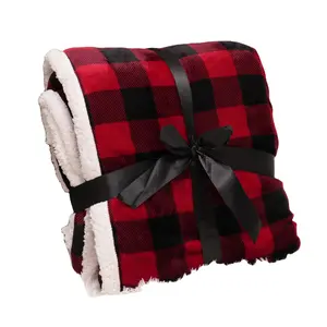 Super Soft Warm Lattice Plaid Plush Throws Lightweight Fuzzy Wholesale Blanket